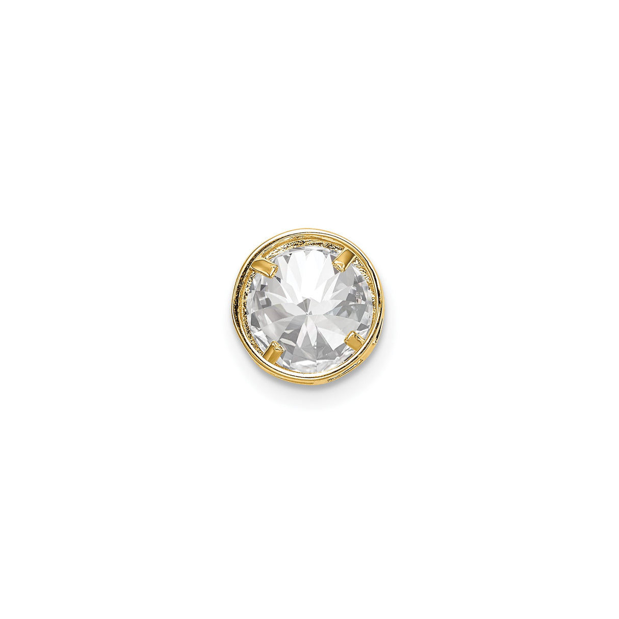 14k Yellow Gold Stud Earring with Cubic Zirconia, Round Bezel Setting, Minimalist Design for Women