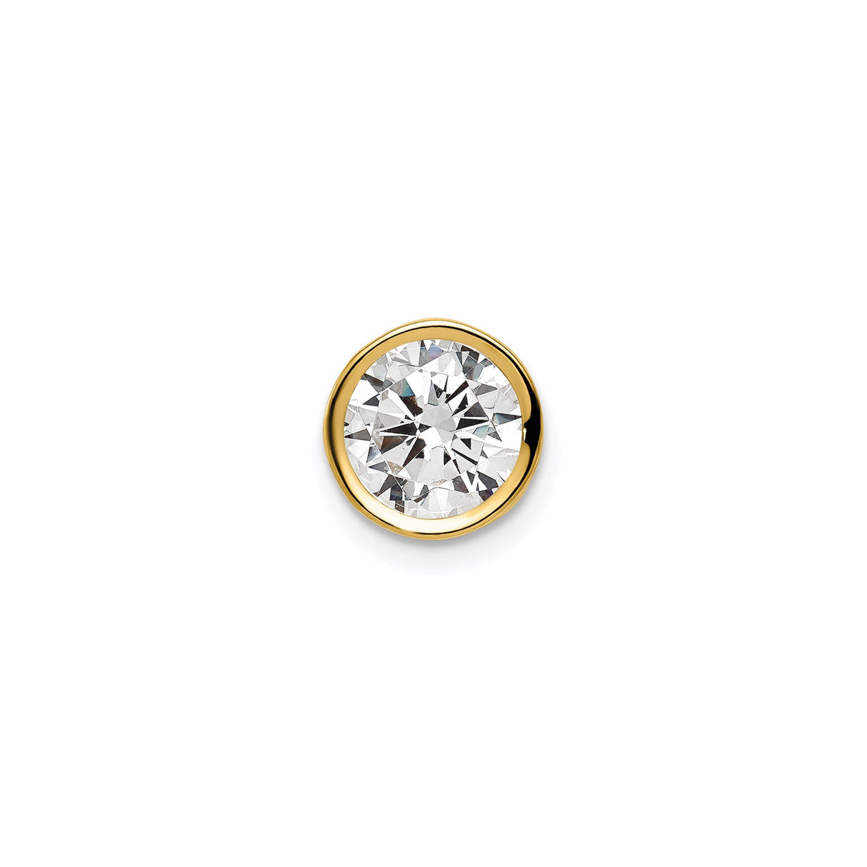 14k Yellow Gold Stud Earring with Cubic Zirconia, Round Bezel Setting, Minimalist Design for Women