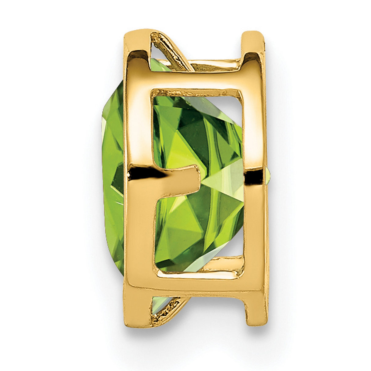 7mm Peridot bezel Charm Pendant in Real 14k Yellow Gold