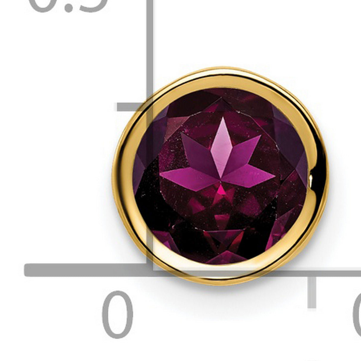7mm Rhodolite Garnet bezel Charm Pendant in Real 14k Yellow Gold