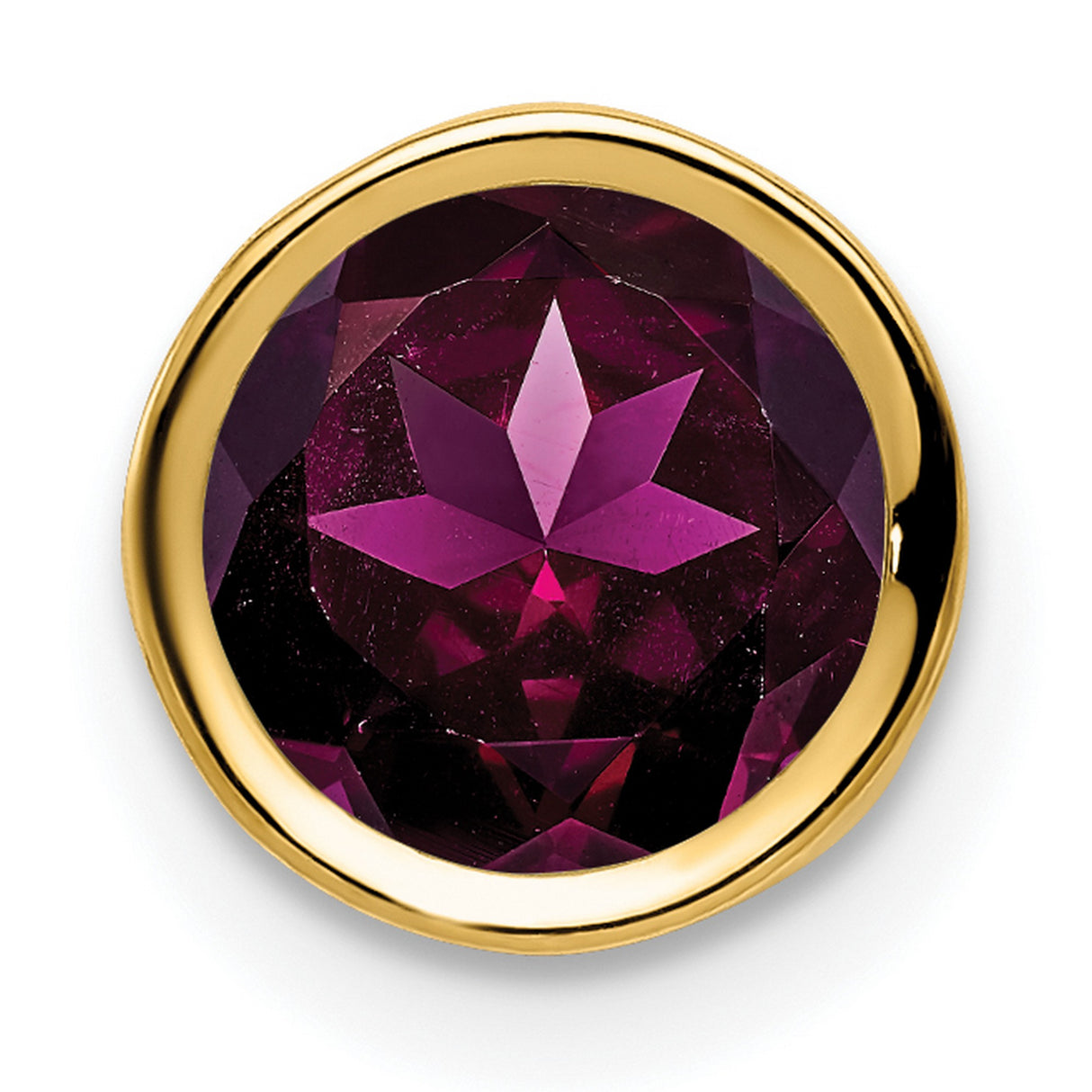 7mm Rhodolite Garnet bezel Charm Pendant in Real 14k Yellow Gold