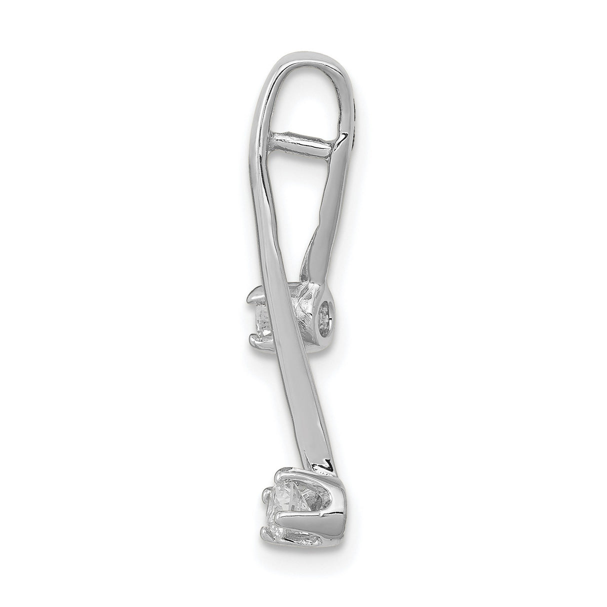 AAA 2-3.0mm Diamond Chain Slide Charm Pendant in Real 14k White Gold