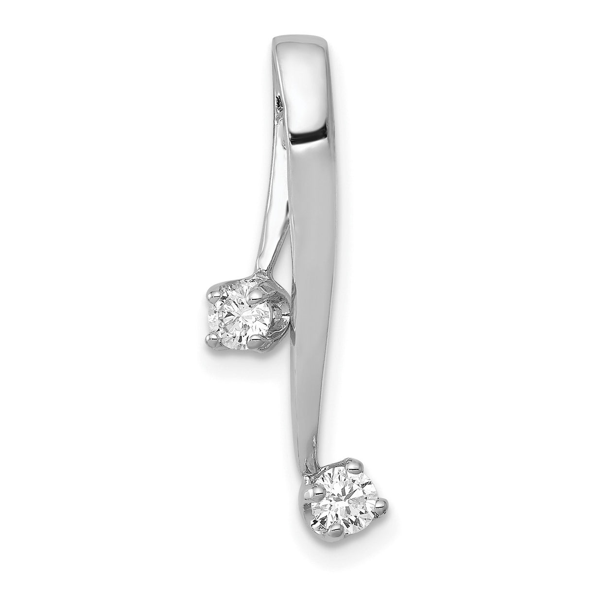 A 2-3.0mm Diamond Chain Slide Charm Pendant in Real 14k White Gold