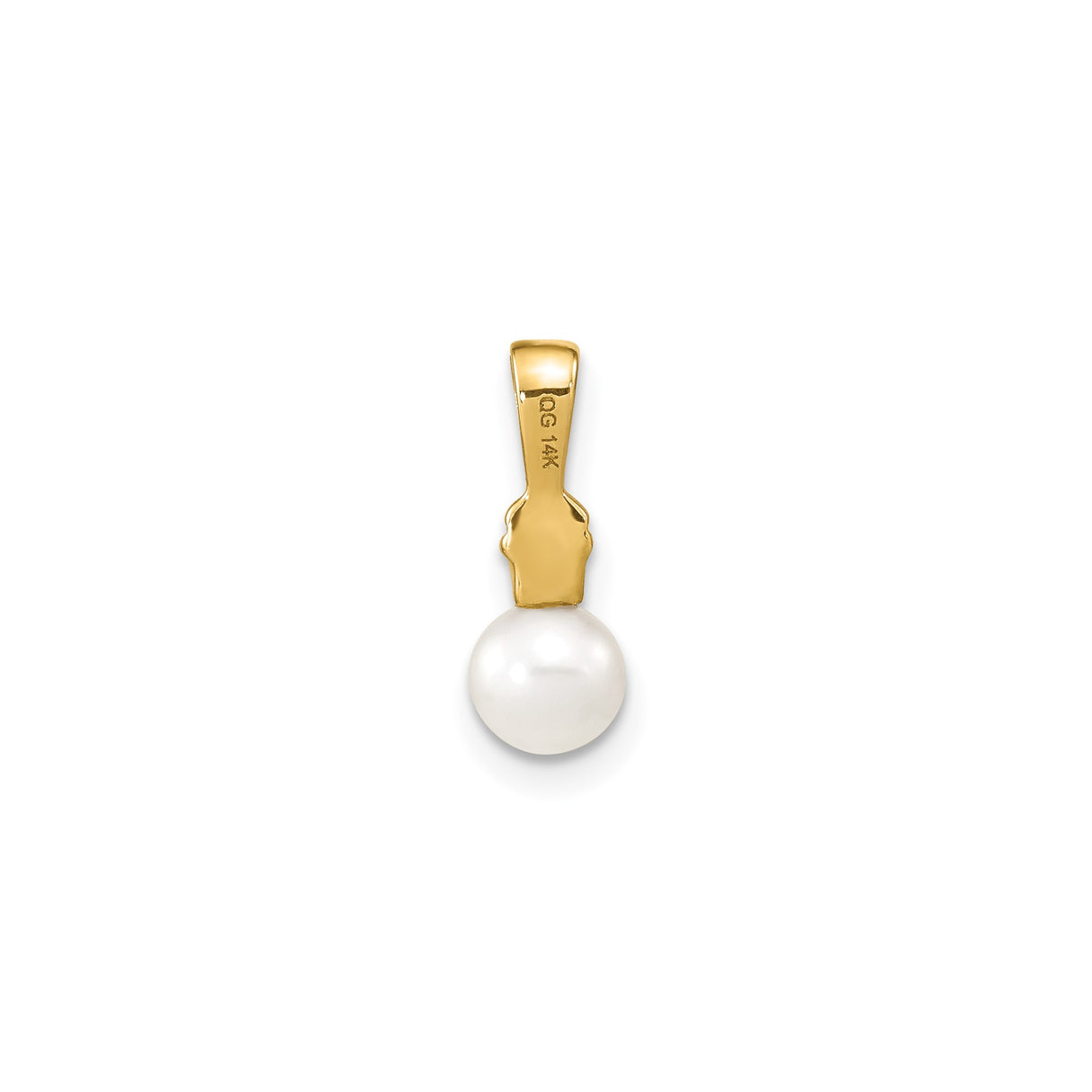 14k Yellow Gold Pendant with White Cultured Pearl and Diamond Accents
