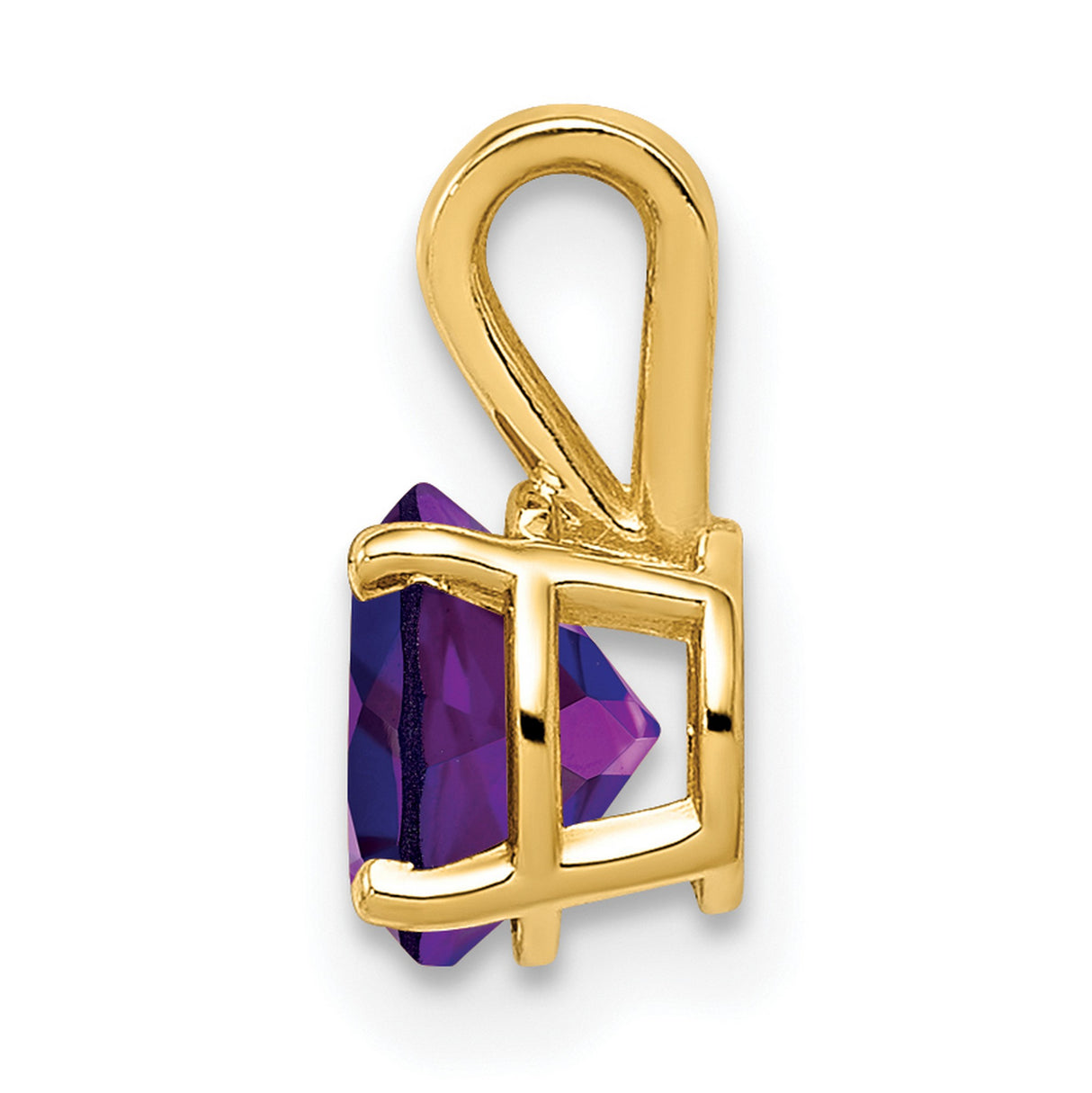 Amethyst Charm Pendant in Real 14k Yellow Gold