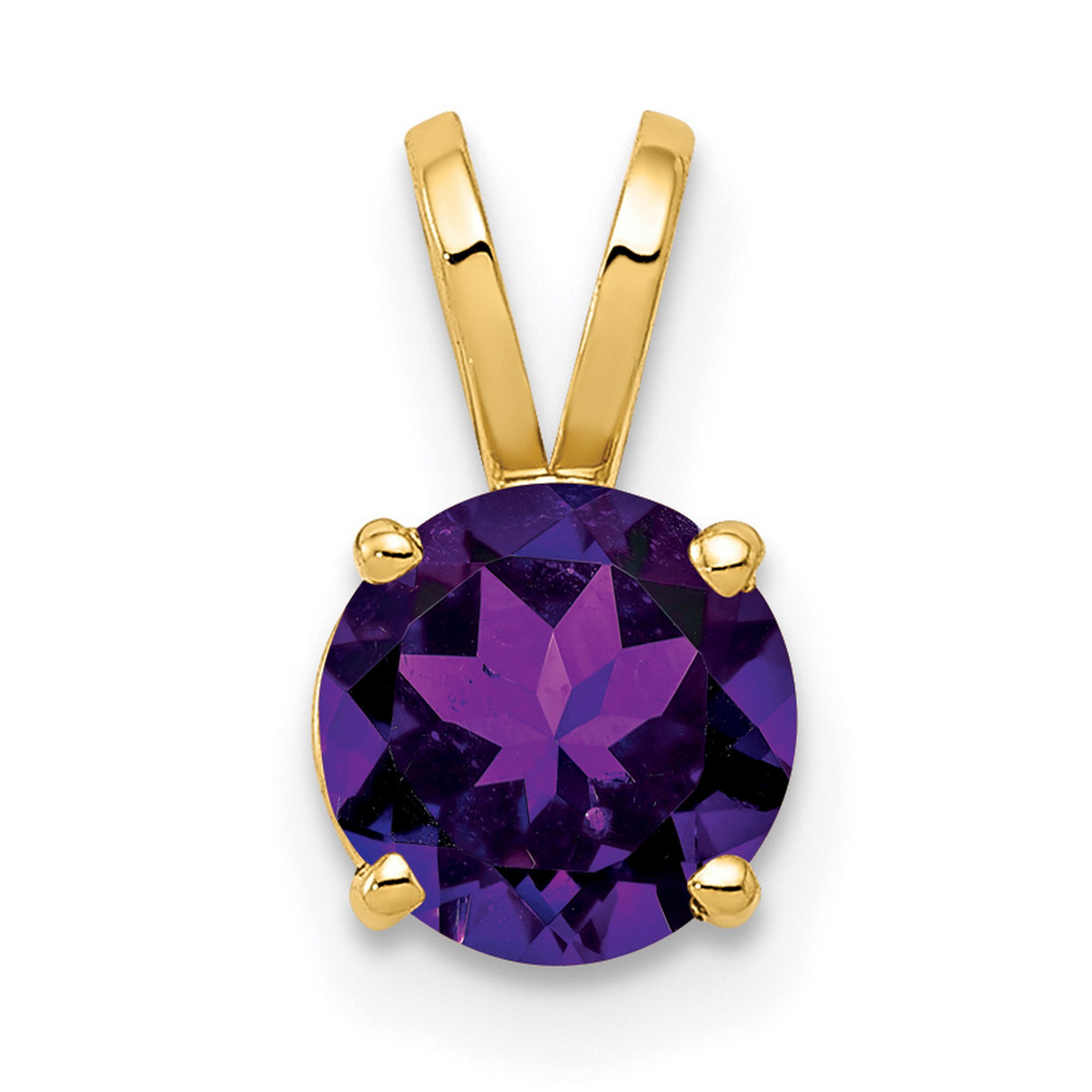 Amethyst Charm Pendant in Real 14k Yellow Gold