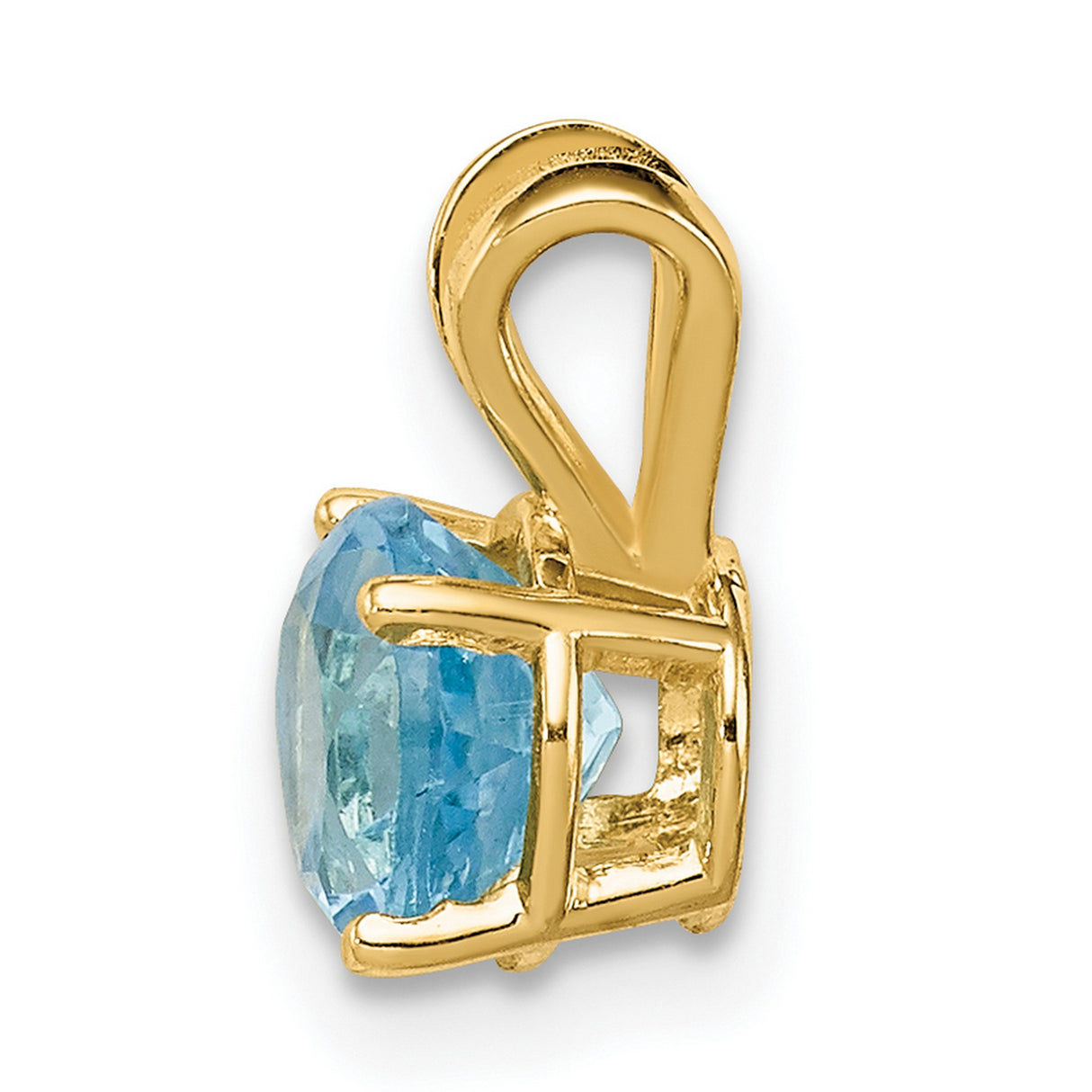 6mm Blue Topaz Charm Pendant in Real 14k Yellow Gold