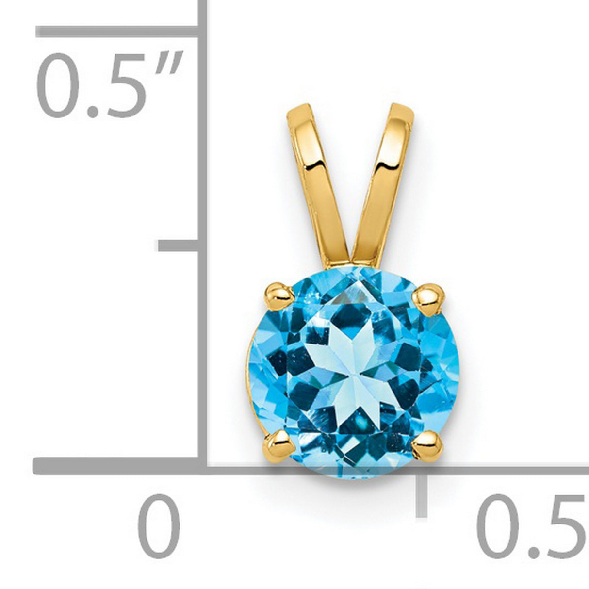 6mm Blue Topaz Charm Pendant in Real 14k Yellow Gold