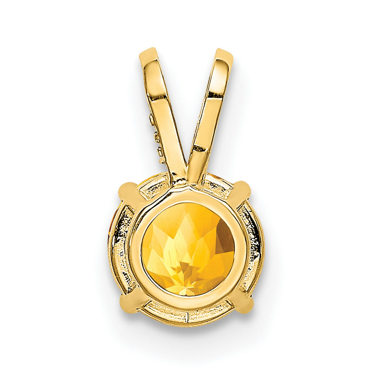 6mm Citrine Charm Pendant in Real 14k Yellow Gold