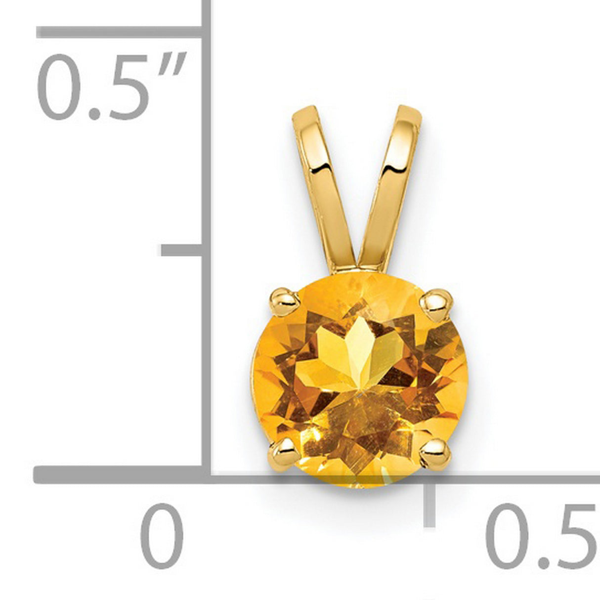 6mm Citrine Charm Pendant in Real 14k Yellow Gold