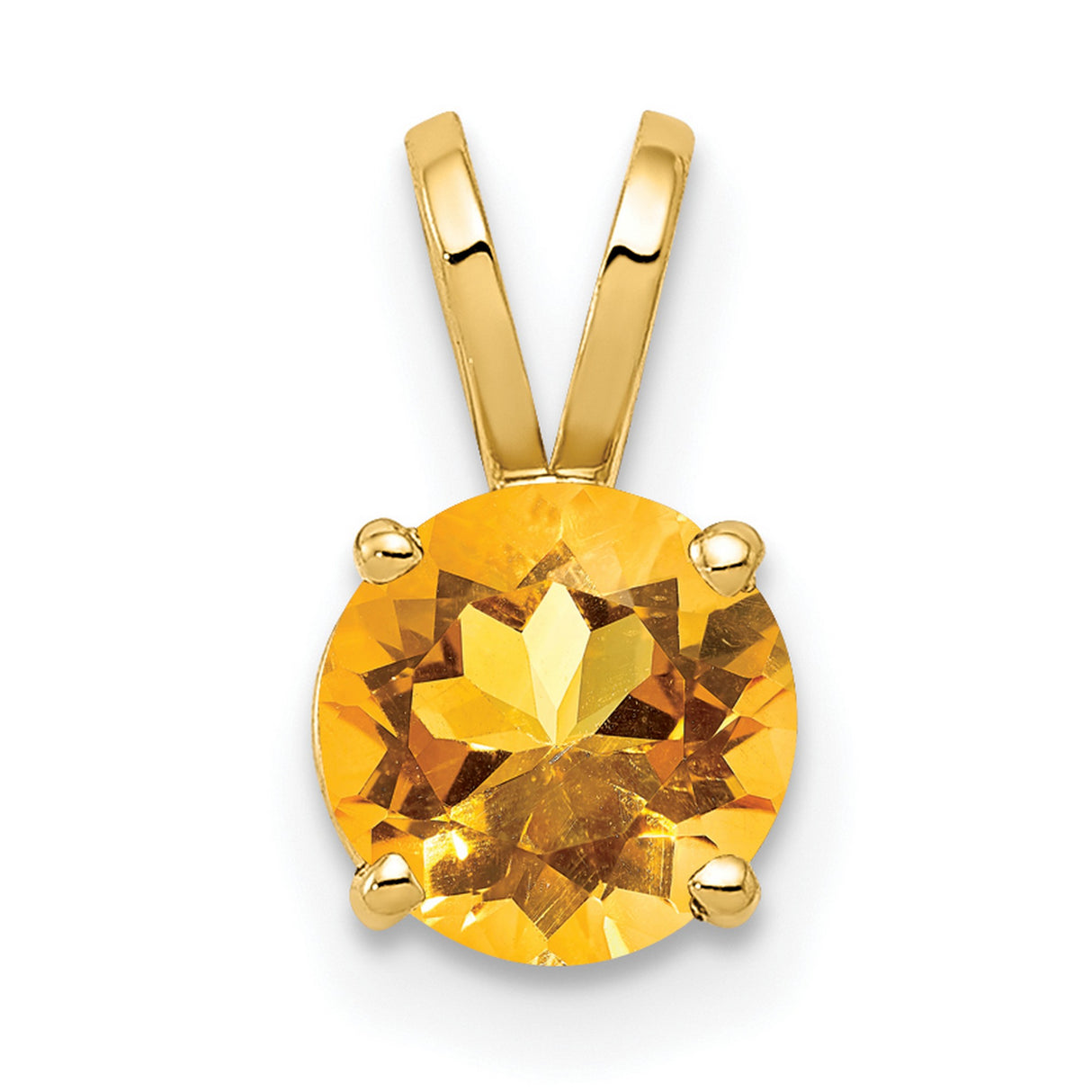 6mm Citrine Charm Pendant in Real 14k Yellow Gold