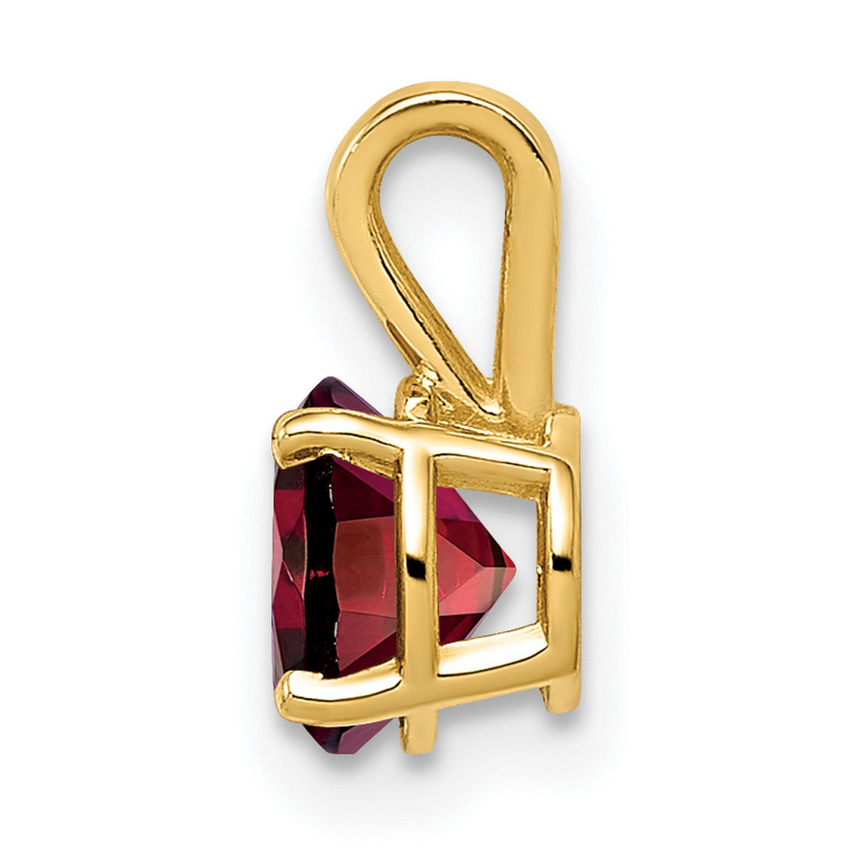Garnet Charm Pendant in Real 14k Yellow Gold