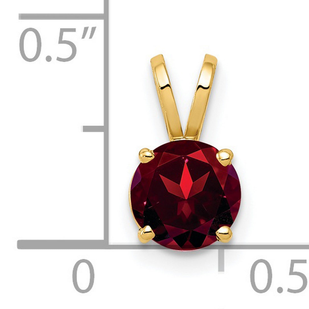 Garnet Charm Pendant in Real 14k Yellow Gold