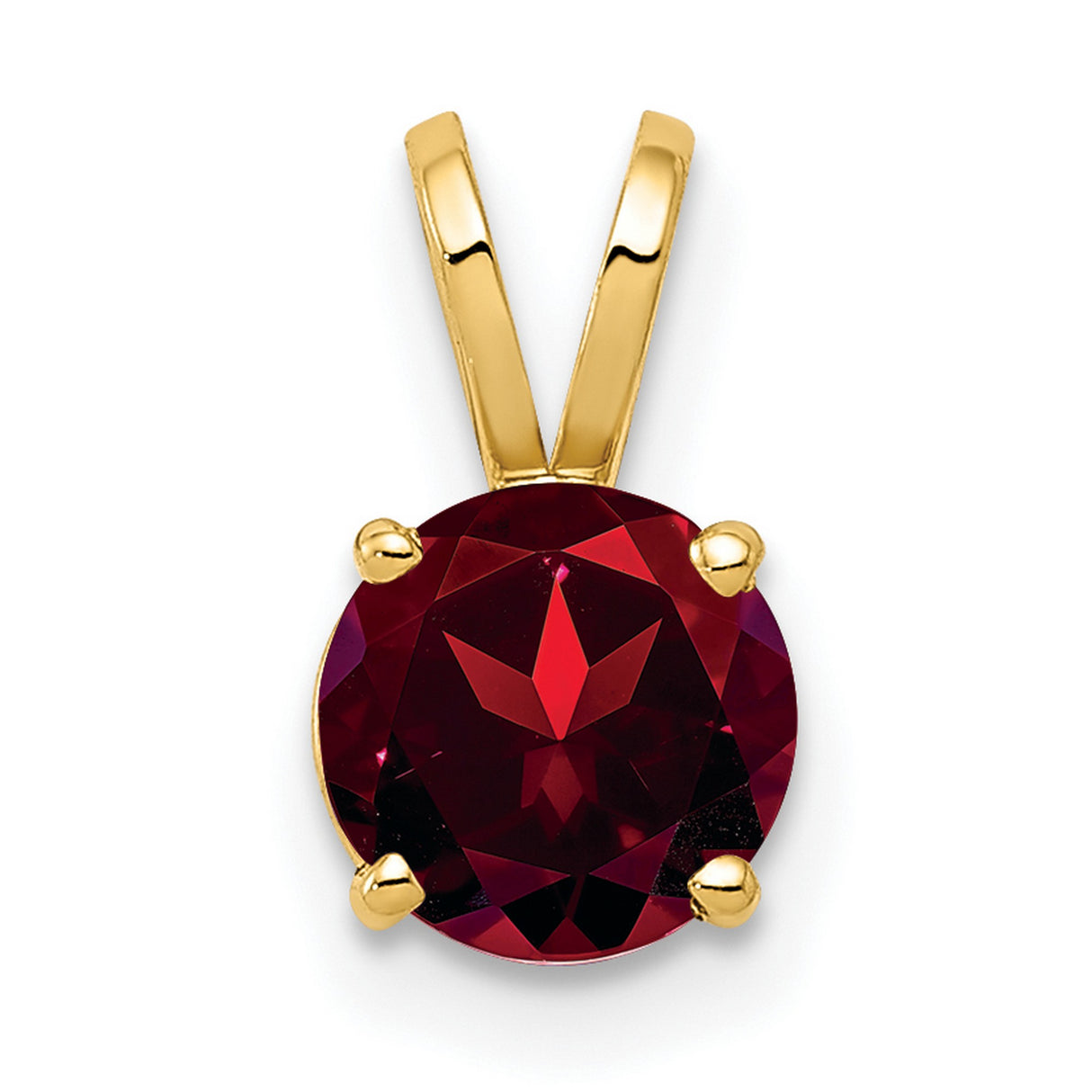 Garnet Charm Pendant in Real 14k Yellow Gold