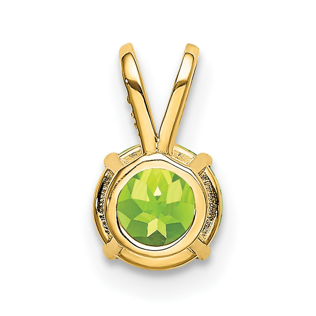 6mm Peridot Charm Pendant in Real 14k Yellow Gold