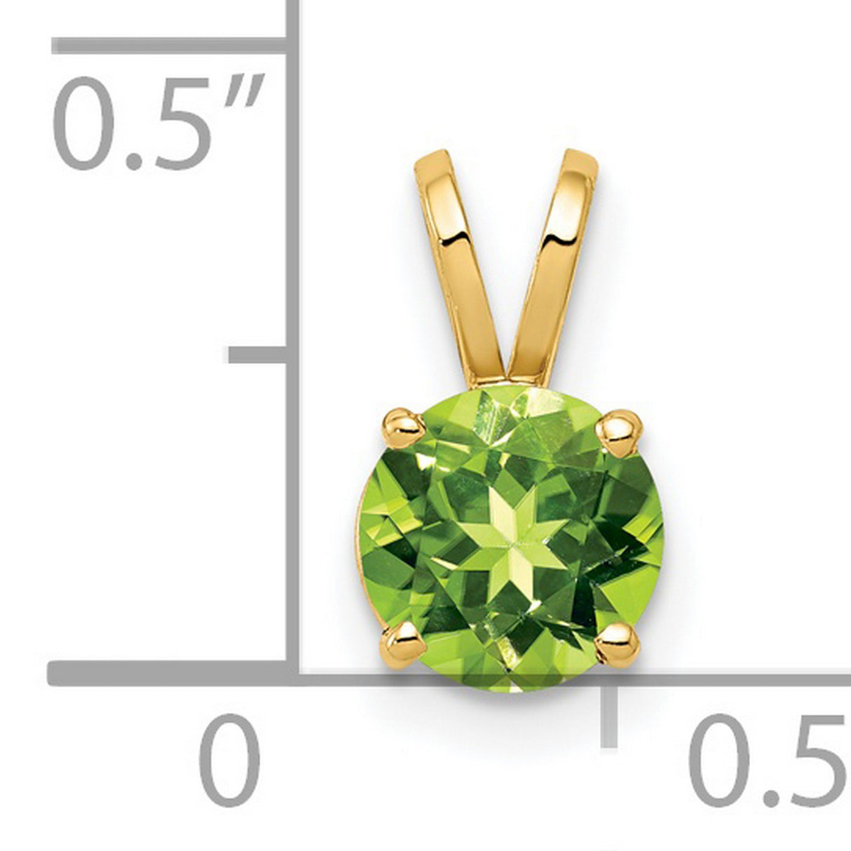 6mm Peridot Charm Pendant in Real 14k Yellow Gold