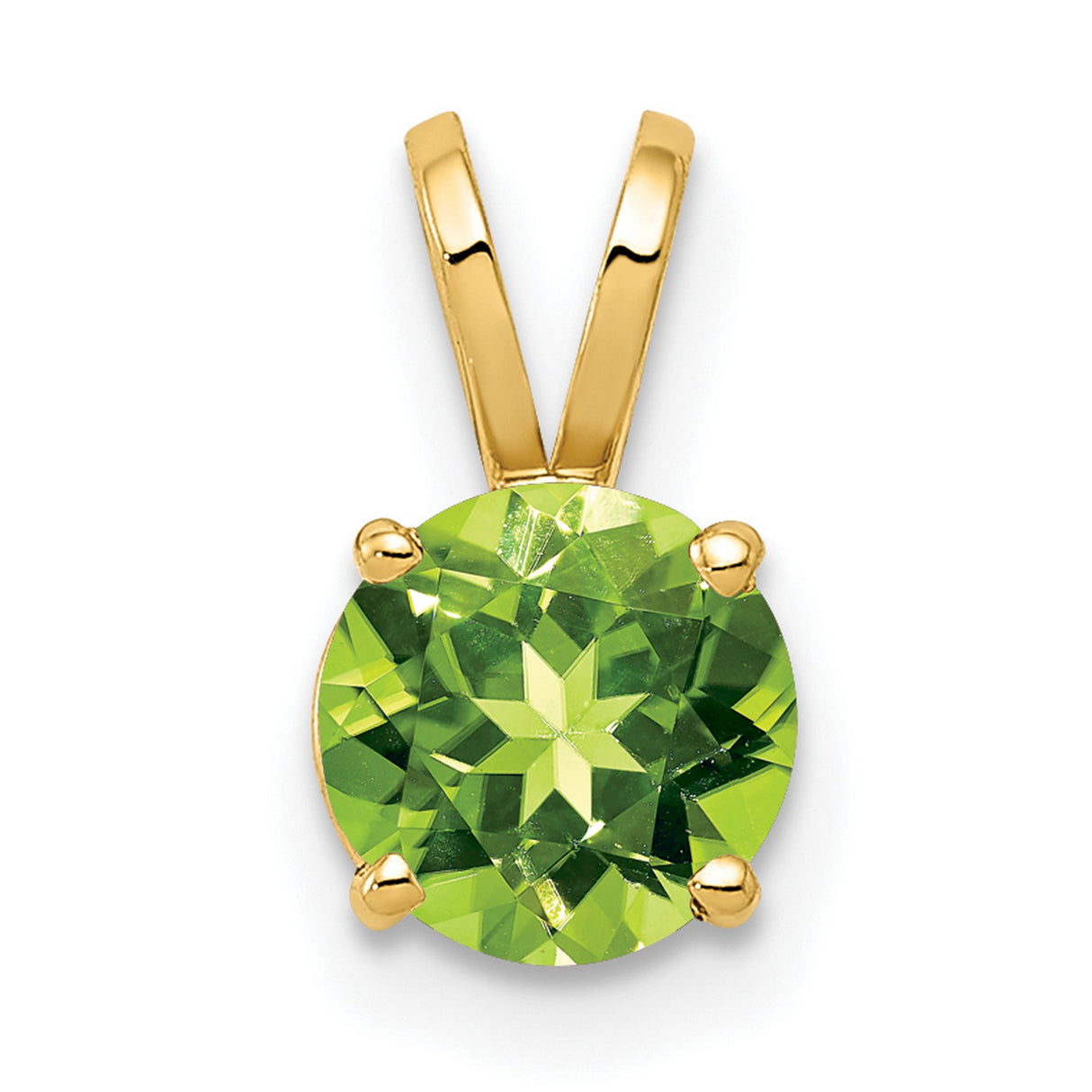 6mm Peridot Charm Pendant in Real 14k Yellow Gold