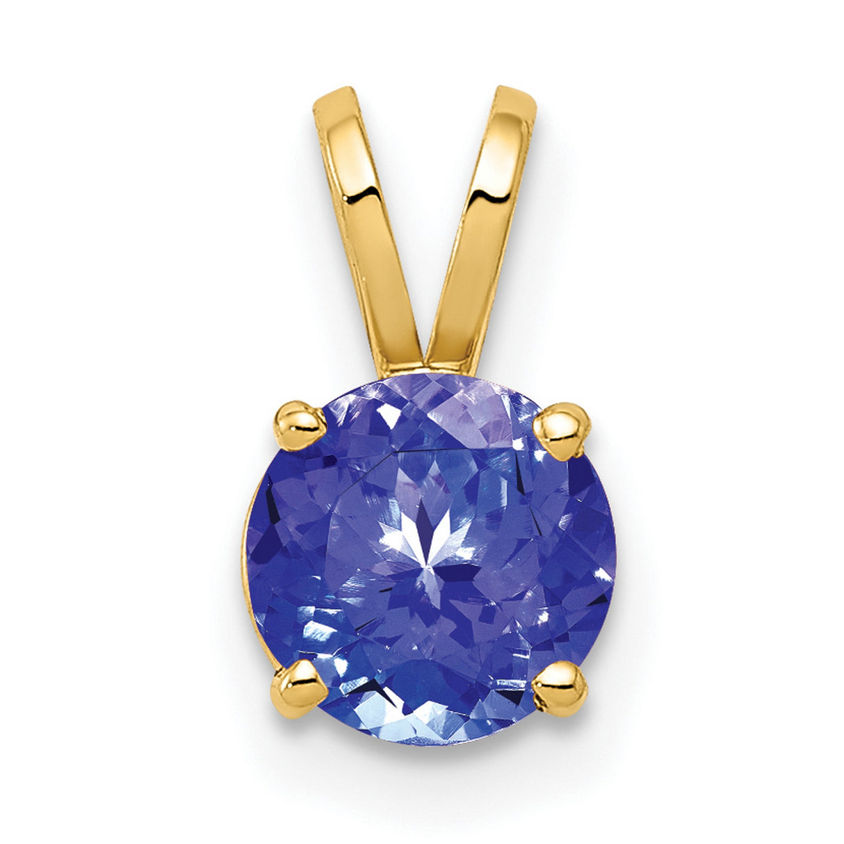 6mm Tanzanite Charm Pendant in Real 14k Yellow Gold