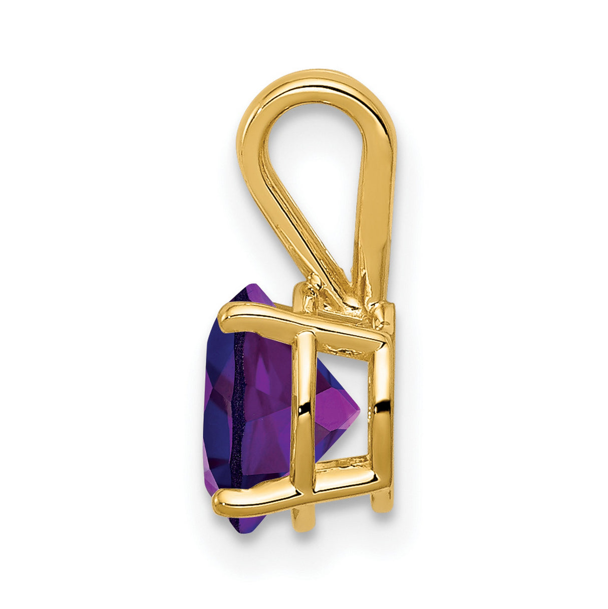 Amethyst Charm Pendant in Real 14k Yellow Gold