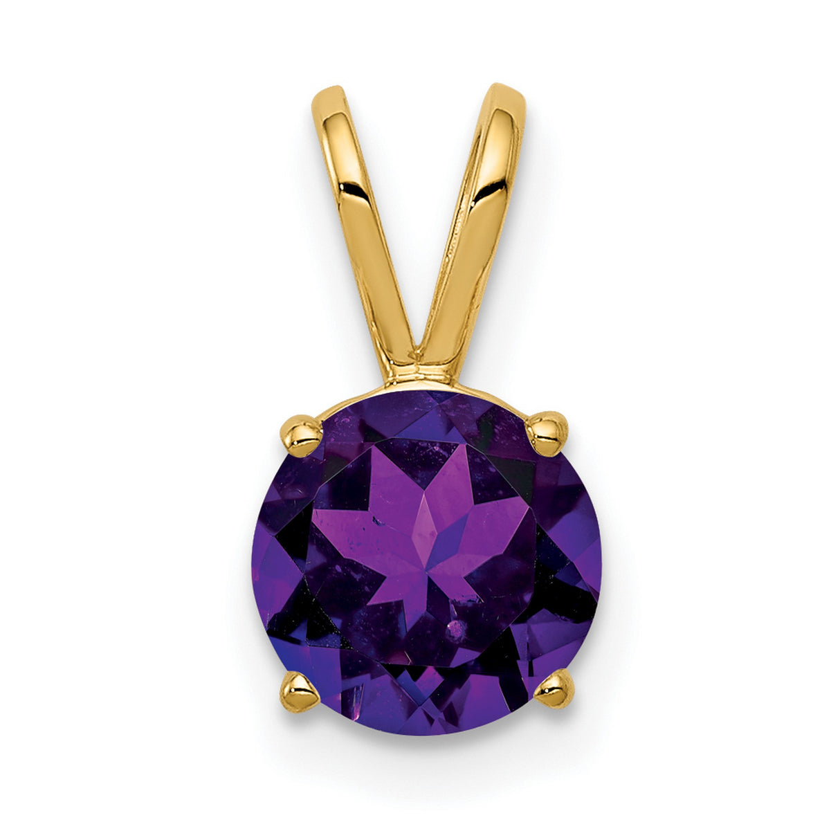 Amethyst Charm Pendant in Real 14k Yellow Gold