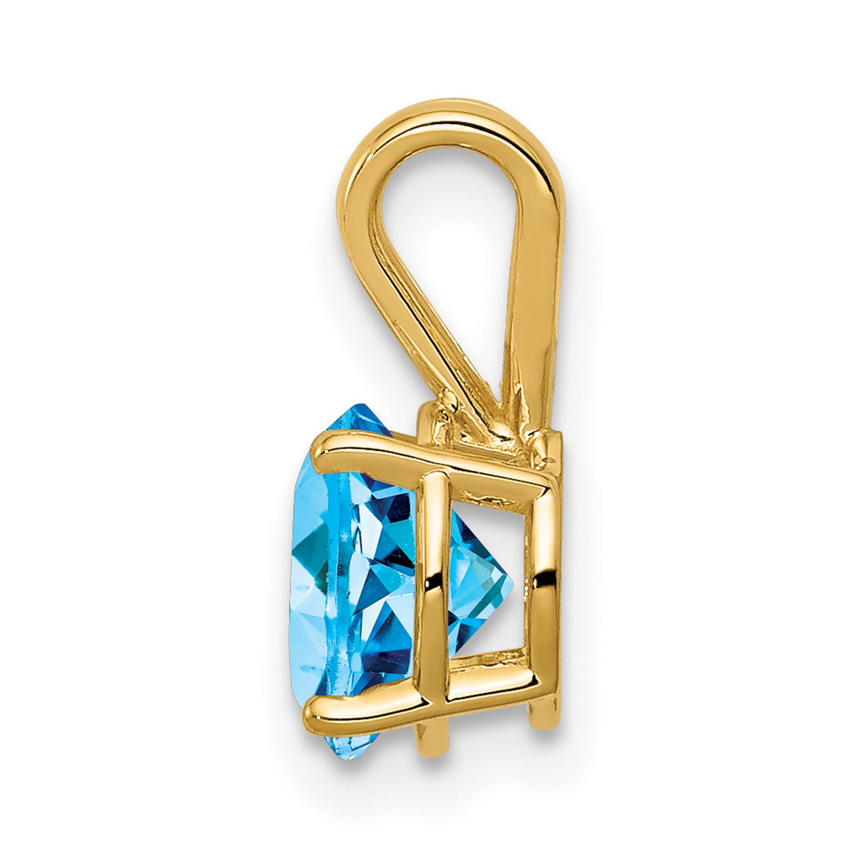 7mm Blue Topaz Charm Pendant in Real 14k Yellow Gold