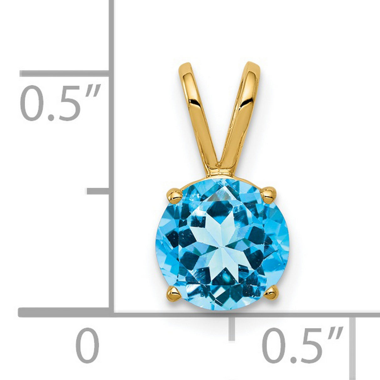 7mm Blue Topaz Charm Pendant in Real 14k Yellow Gold