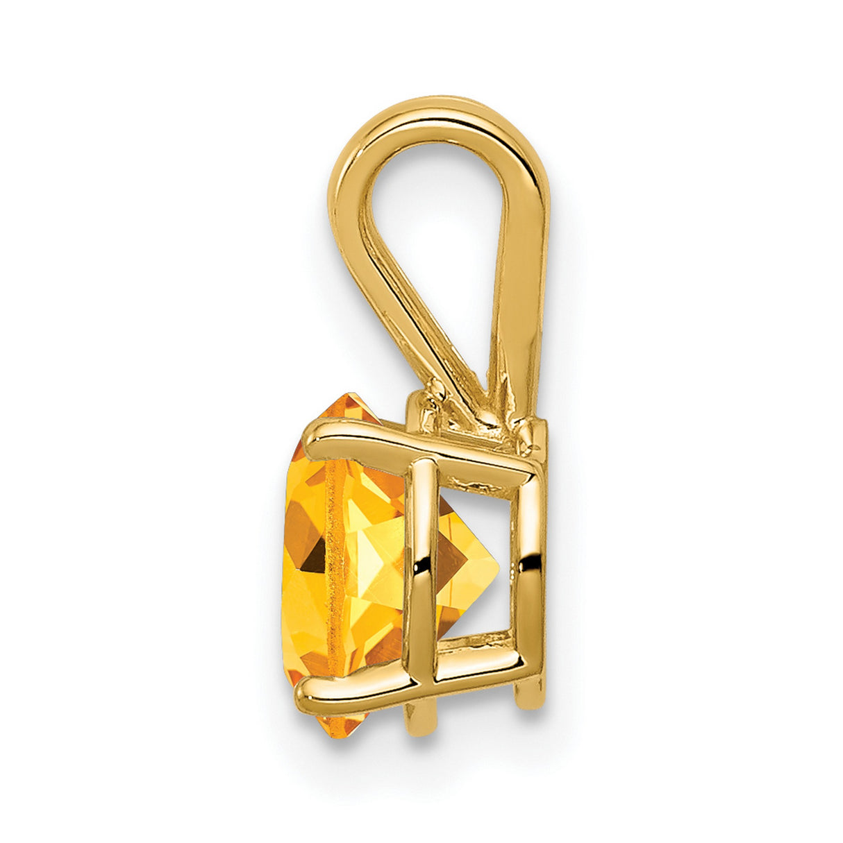 14k Yellow Gold Pendant with Citrine, Minimalist Solitaire Design, November Birthstone Jewelry