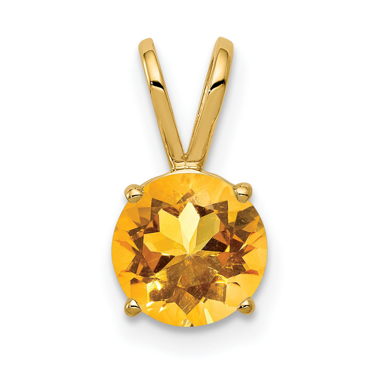 14k Yellow Gold Pendant with Citrine, Minimalist Solitaire Design, November Birthstone Jewelry
