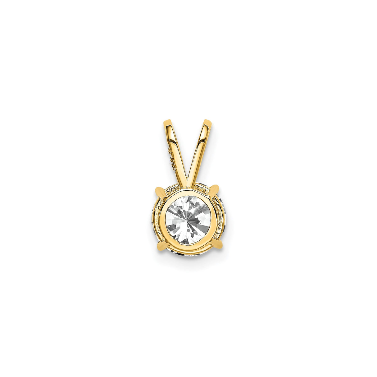 14k Yellow Gold Solitaire Pendant with Cubic Zirconia in Four Prong Setting, Classic Design for Women