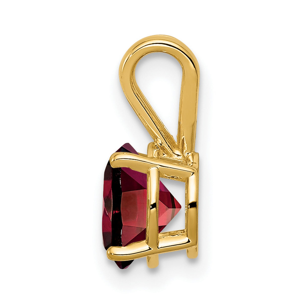 7mm Garnet Charm Pendant in Real 14k Yellow Gold