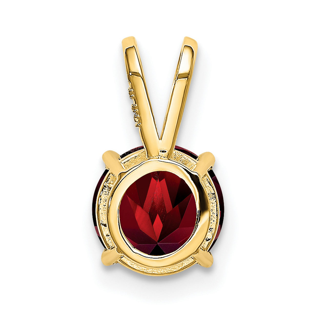 7mm Garnet Charm Pendant in Real 14k Yellow Gold
