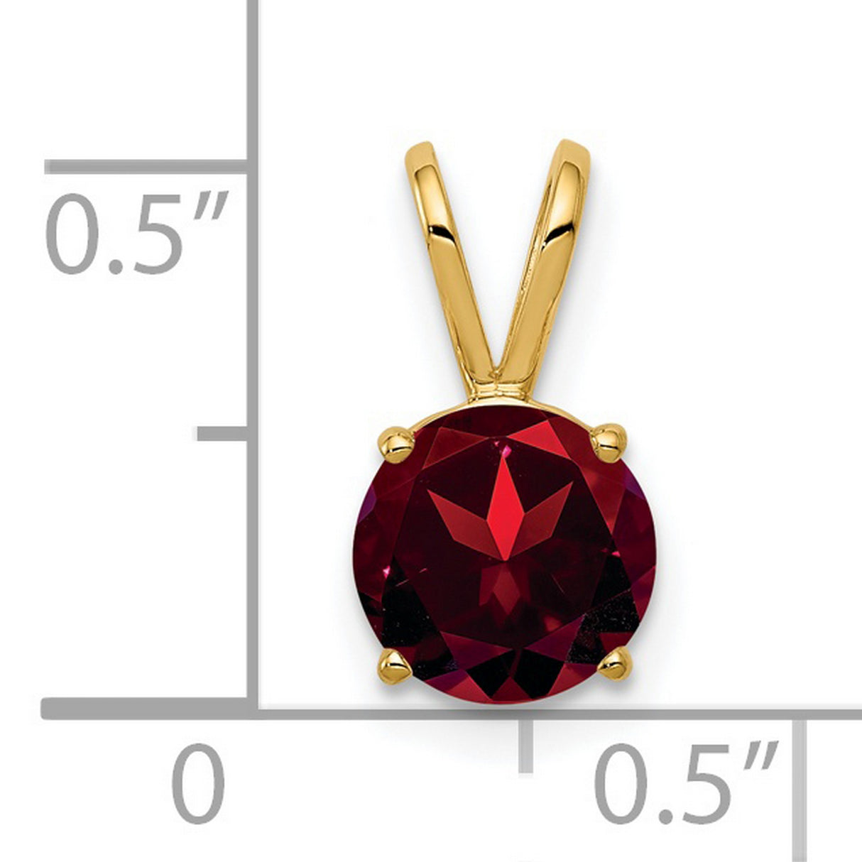 7mm Garnet Charm Pendant in Real 14k Yellow Gold