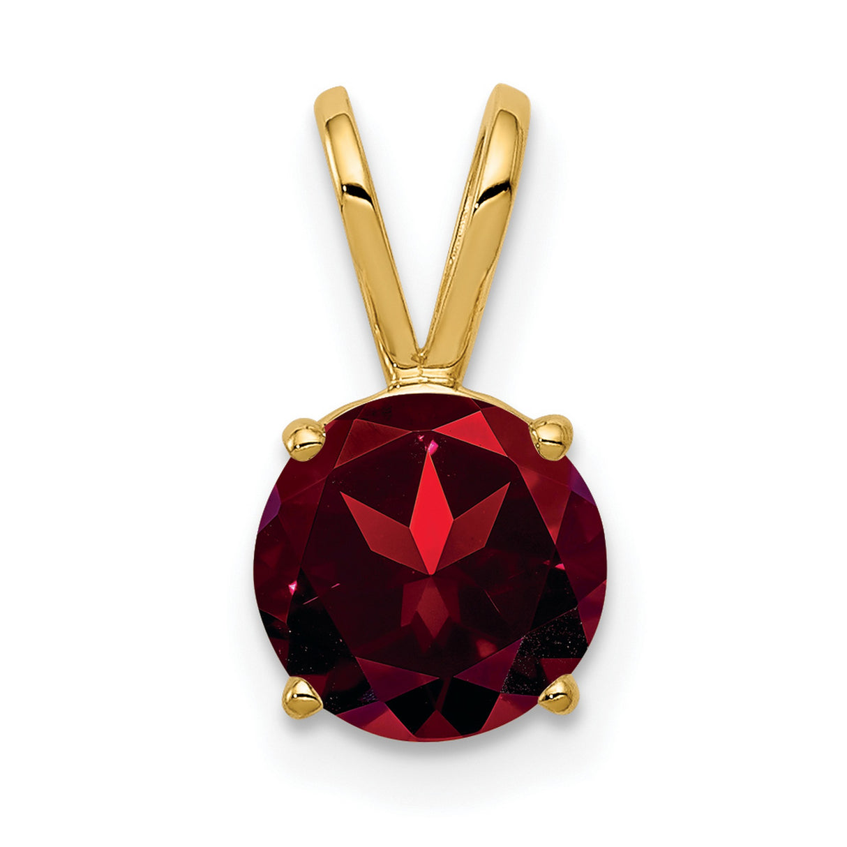 7mm Garnet Charm Pendant in Real 14k Yellow Gold