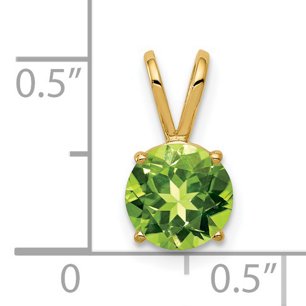 7mm Peridot Charm Pendant in Real 14k Yellow Gold