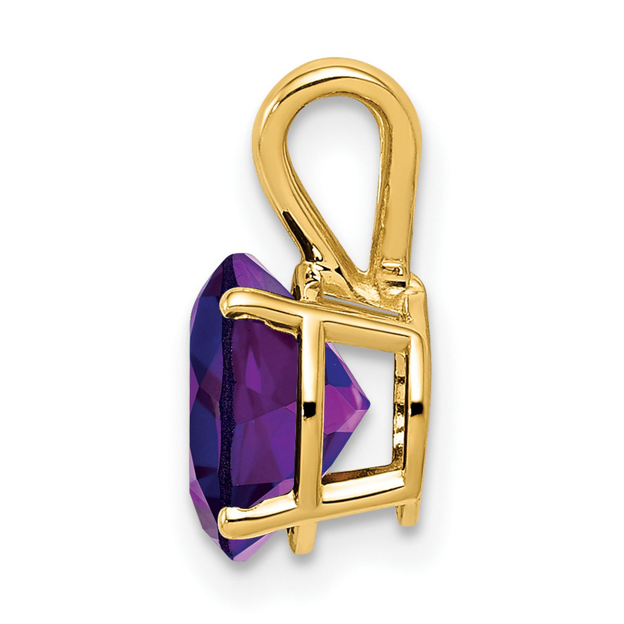 8mm Amethyst Charm Pendant in Real 14k Yellow Gold