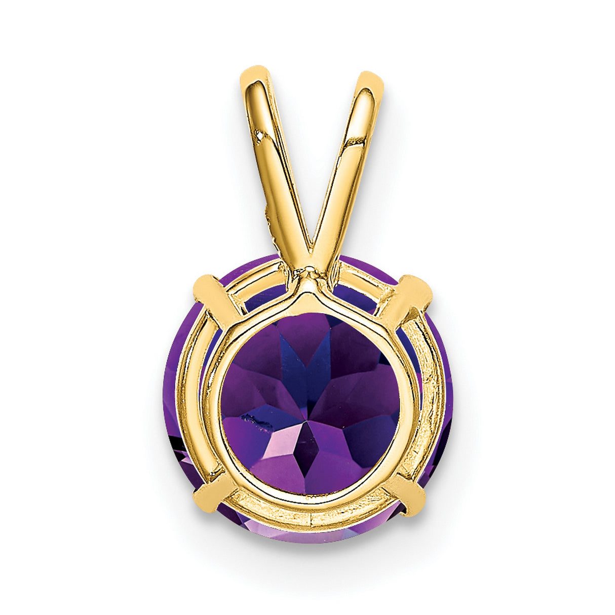 8mm Amethyst Charm Pendant in Real 14k Yellow Gold