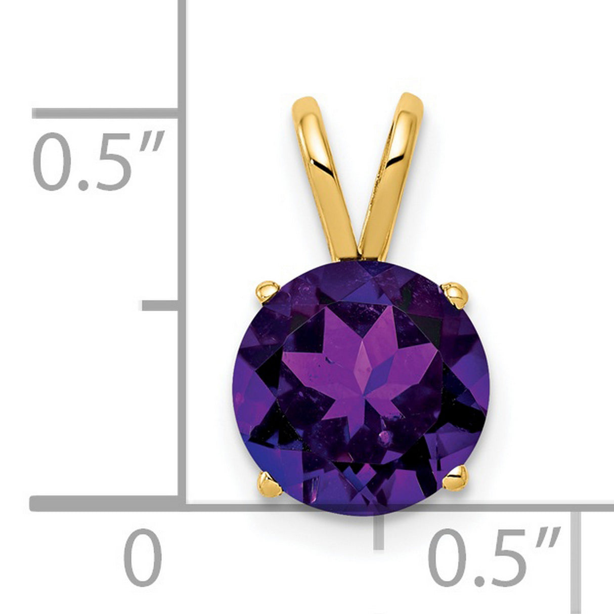 8mm Amethyst Charm Pendant in Real 14k Yellow Gold