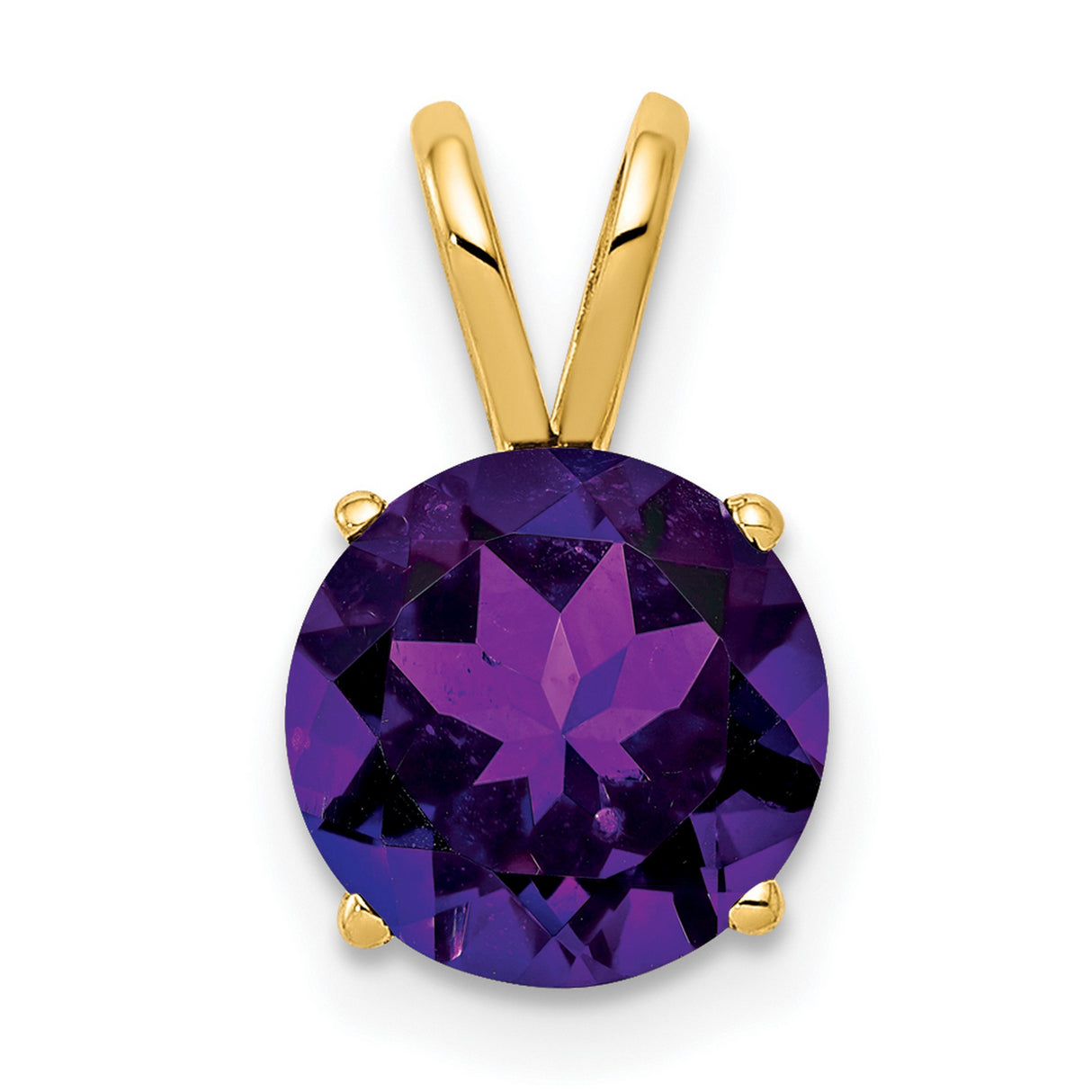 8mm Amethyst Charm Pendant in Real 14k Yellow Gold