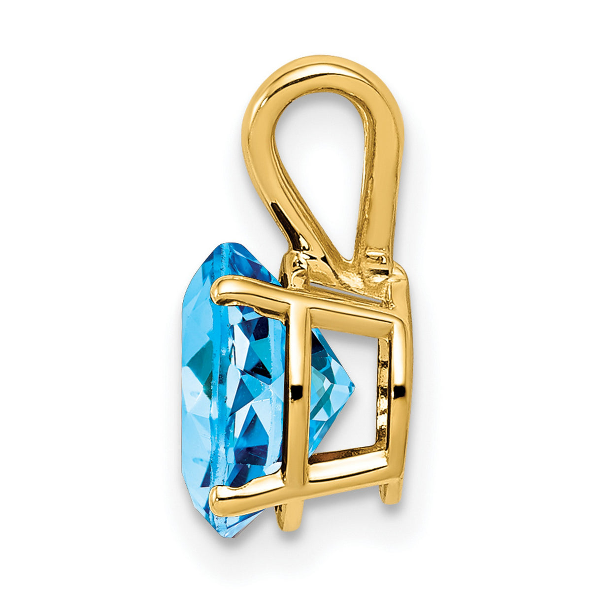 8mm Blue Topaz Charm Pendant in Real 14k Yellow Gold
