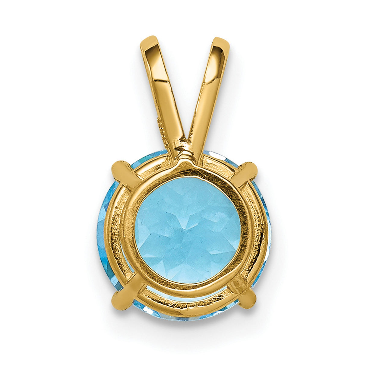 8mm Blue Topaz Charm Pendant in Real 14k Yellow Gold