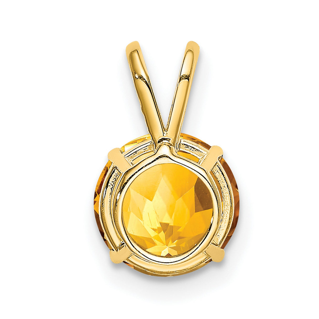 8mm Citrine Charm Pendant in Real 14k Yellow Gold
