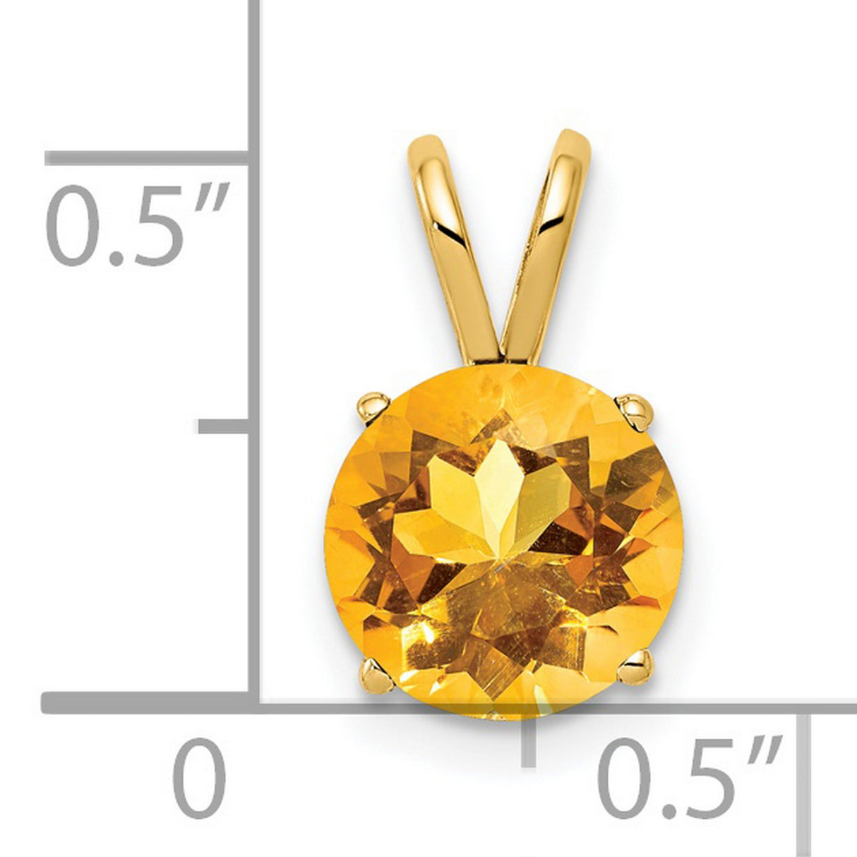 8mm Citrine Charm Pendant in Real 14k Yellow Gold