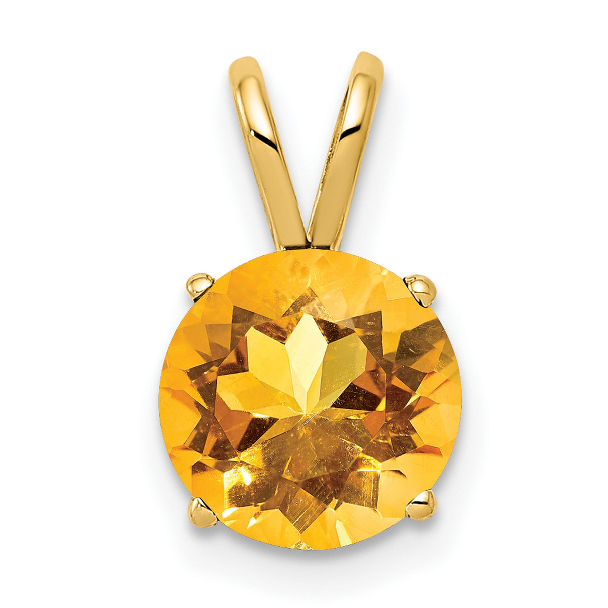8mm Citrine Charm Pendant in Real 14k Yellow Gold