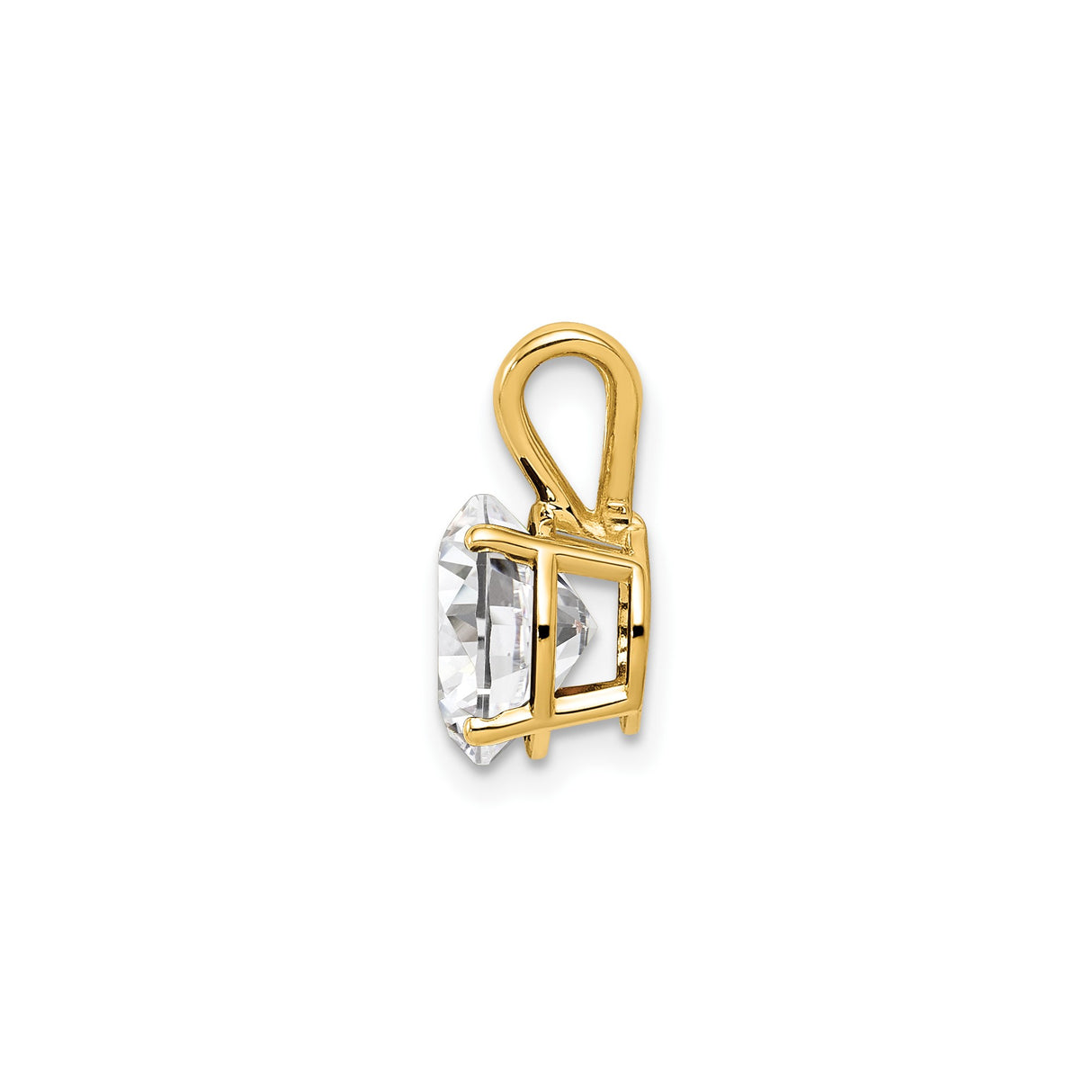 14k Yellow Gold Solitaire Pendant with Round Cubic Zirconia, Classic Minimalist Style for Women