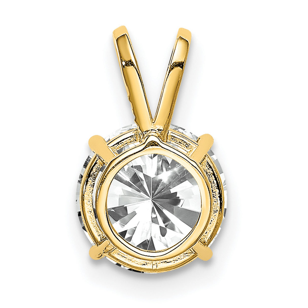 14k Yellow Gold Solitaire Pendant with Round Cubic Zirconia, Classic Minimalist Style for Women