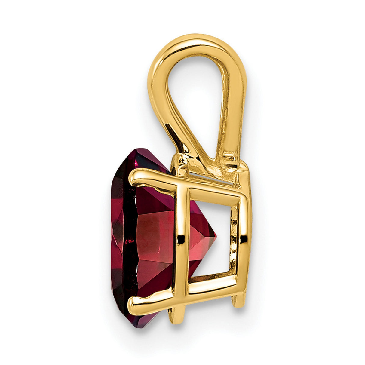 8mm Garnet Charm Pendant in Real 14k Yellow Gold