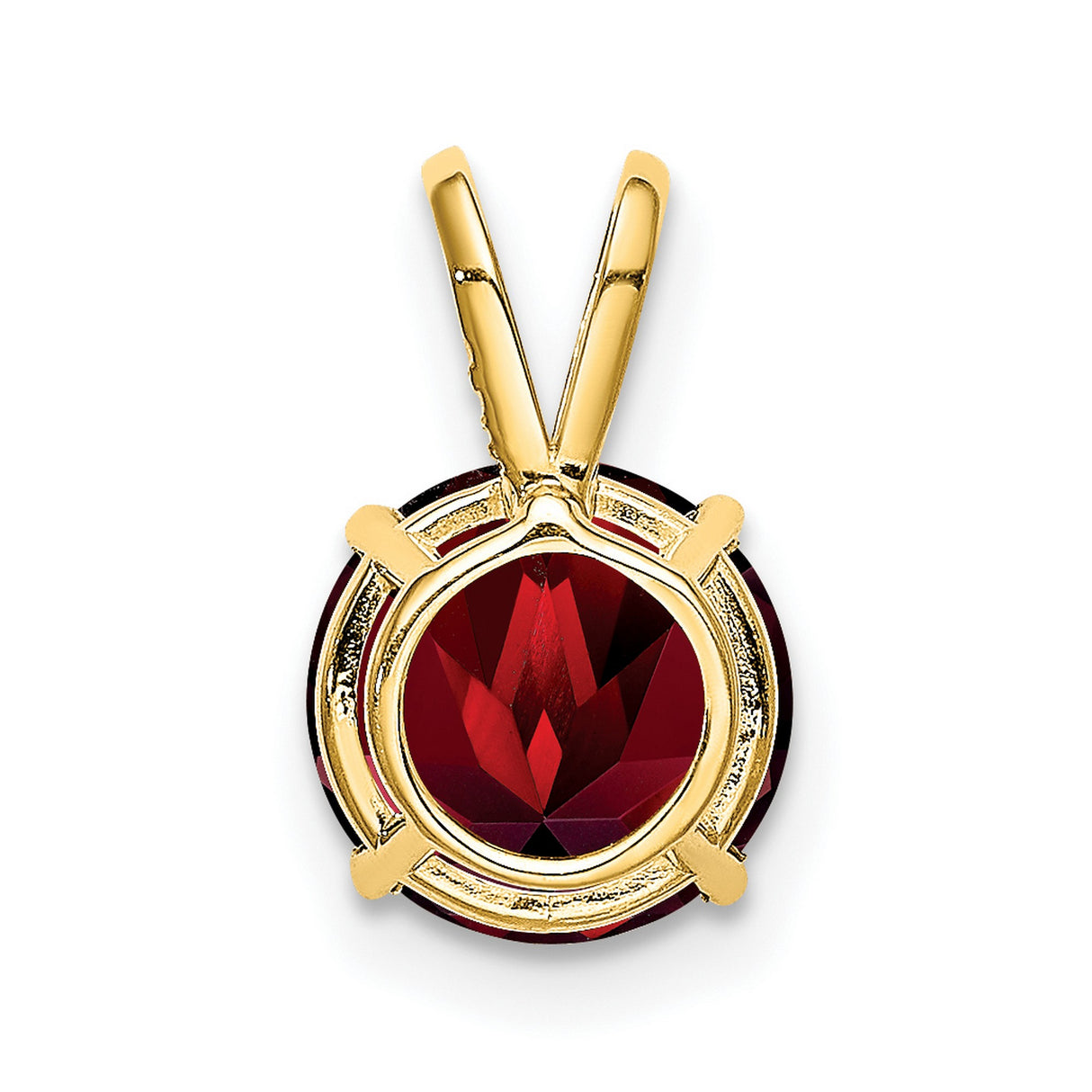 8mm Garnet Charm Pendant in Real 14k Yellow Gold