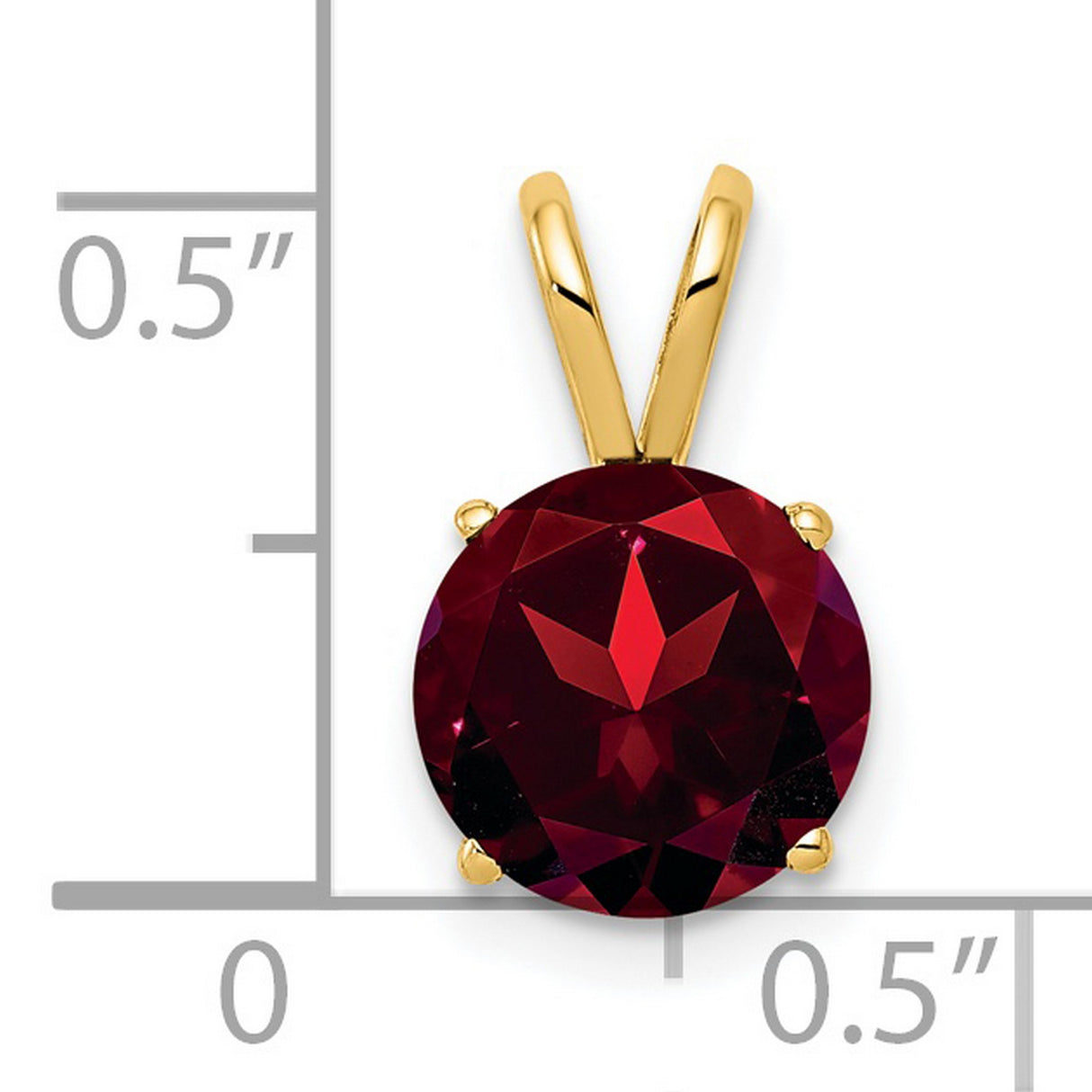 8mm Garnet Charm Pendant in Real 14k Yellow Gold