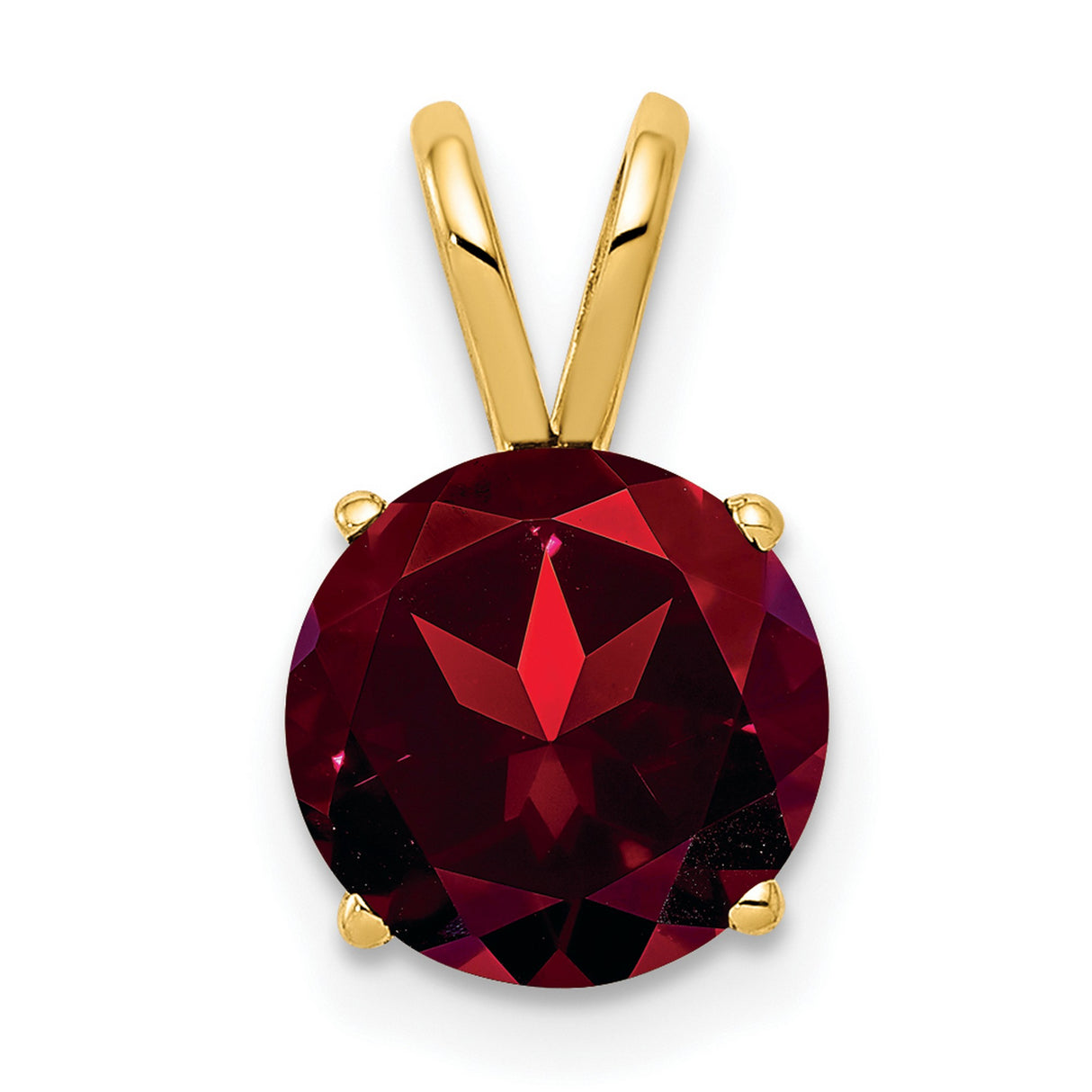 8mm Garnet Charm Pendant in Real 14k Yellow Gold