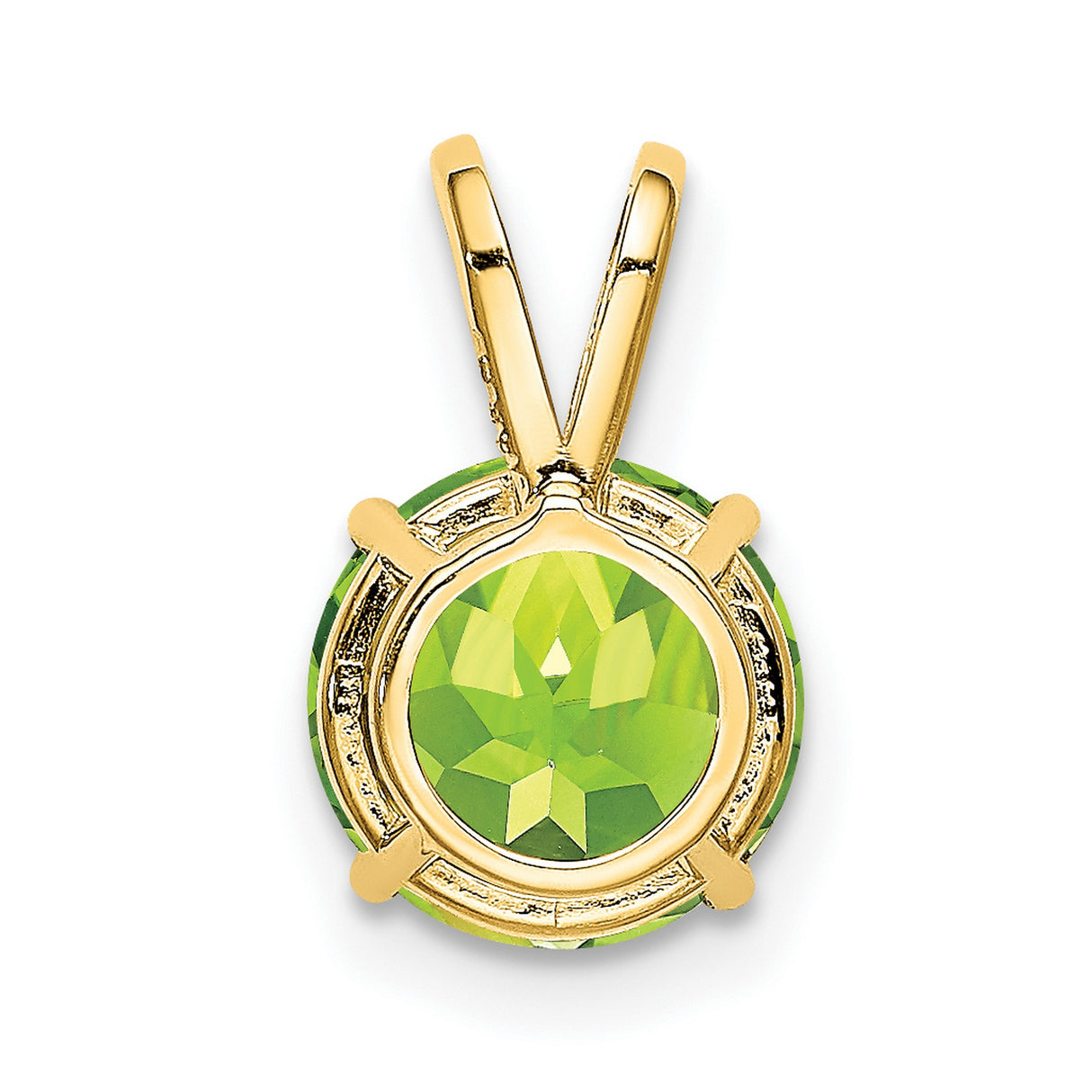 8mm Peridot Charm Pendant in Real 14k Yellow Gold